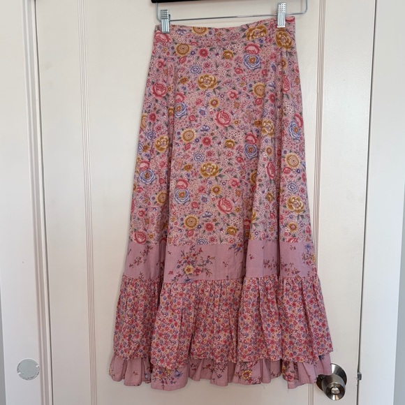 Boho Cottage Floral print ruffled maxi skirt top set - Picture 4 of 17